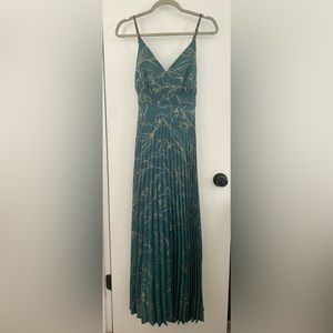 Teal and Gold Pleated Dress
